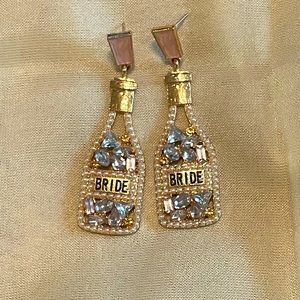 Gold, Crystal, and Pearl Bride Earrings